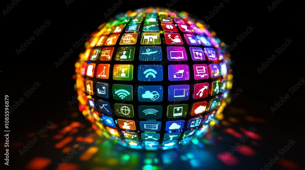 Illuminated Globe of Communication Pathways Illuminated Globe of Communication Pathways