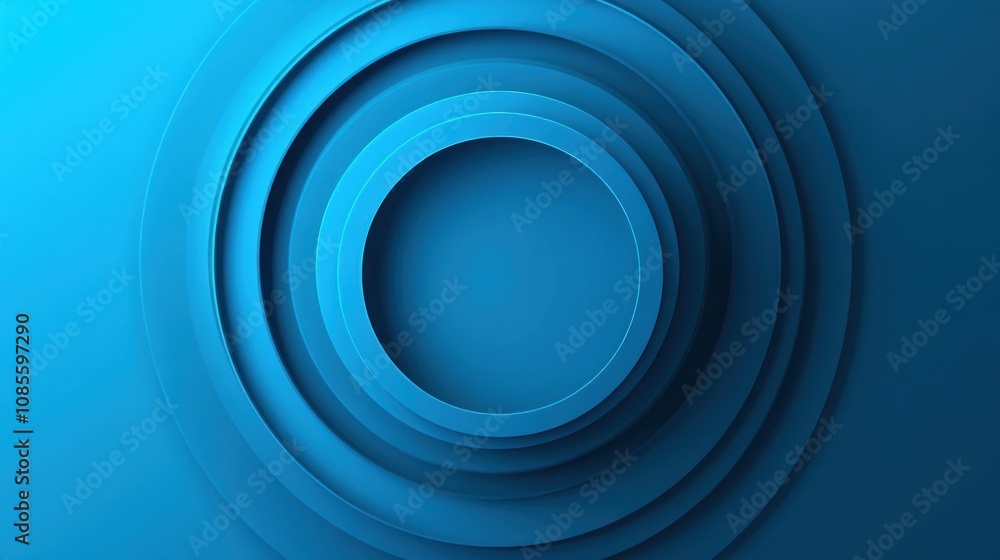 Obraz premium Abstract Blue Concentric Circles Design, Modern Geometric Background
