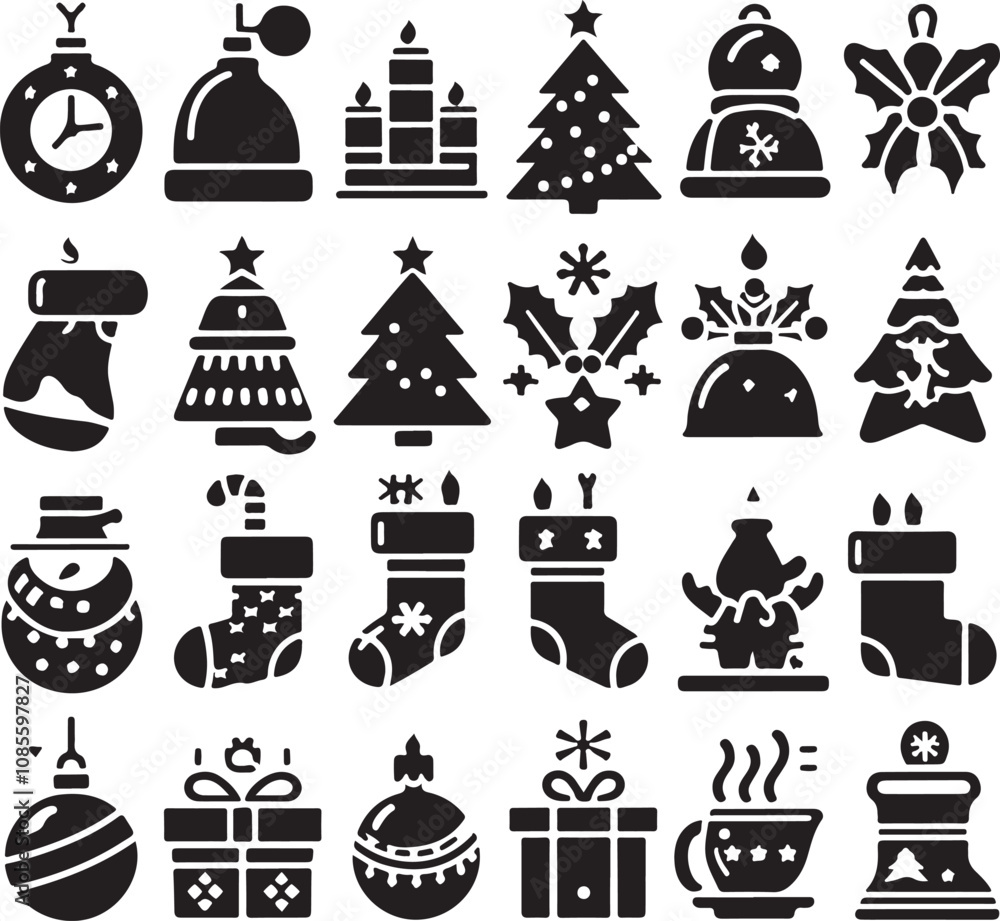 Trendy Christmas item silhouette vector art illustration with white background Trendy Christmas item silhouette vector art illustration with white background