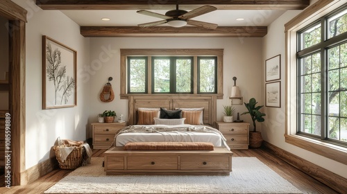 Wallpaper Mural Cozy Craftsman Bedroom with Wooden Furniture Torontodigital.ca