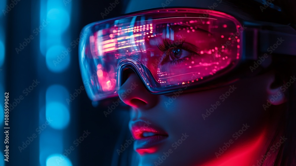 Virtual reality experience futuristic setup digital art indoor close-up Virtual reality experience futuristic setup digital art indoor close-up