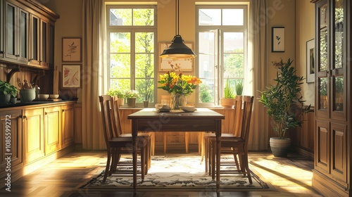 Bright and Cozy American Craftsman Dining Room