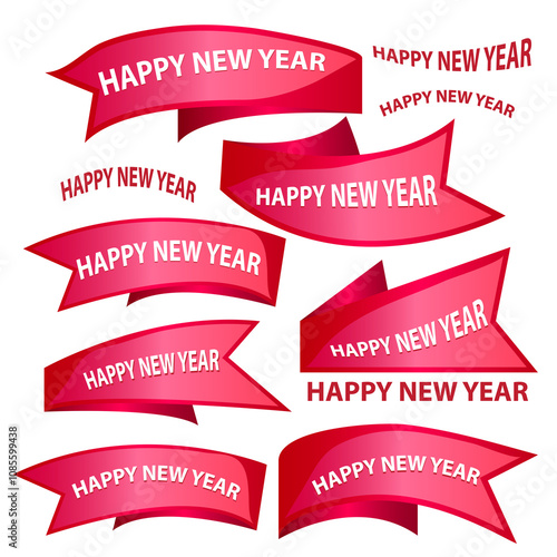 Red ribbon with Happy New Year text