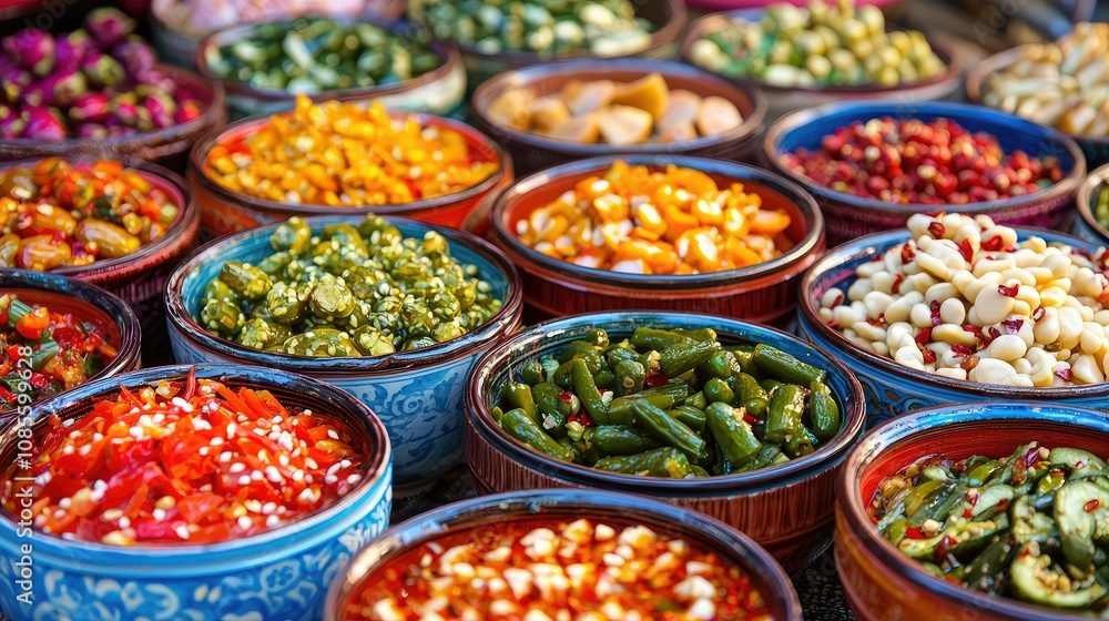 Vibrant Array of Chinese Pickled Vegetables Vibrant Array of Chinese Pickled Vegetables
