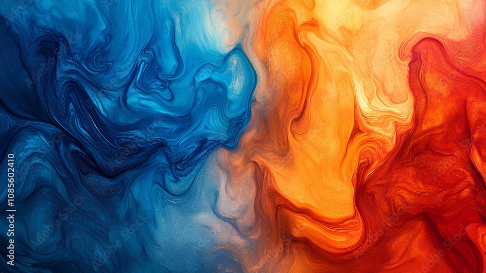 abstract background with red, orange and blue ink in water abstract background with red, orange and blue ink in water