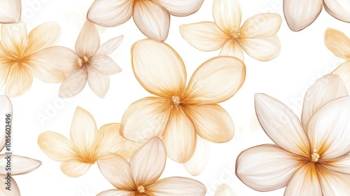 Watercolor seamless pattern featuring delicate vanilla flowers perfect for textile design backgrounds and home decor