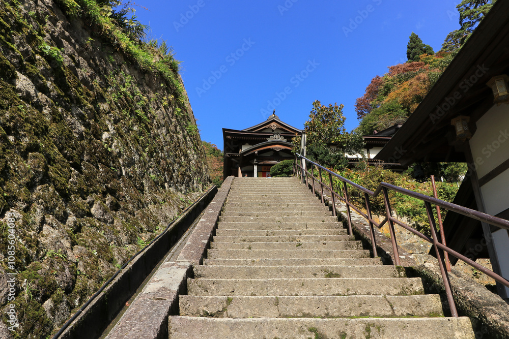 Yamadera Temple in Aomori, Japan, in early autumn Yamadera Temple in Aomori, Japan, in early autumn