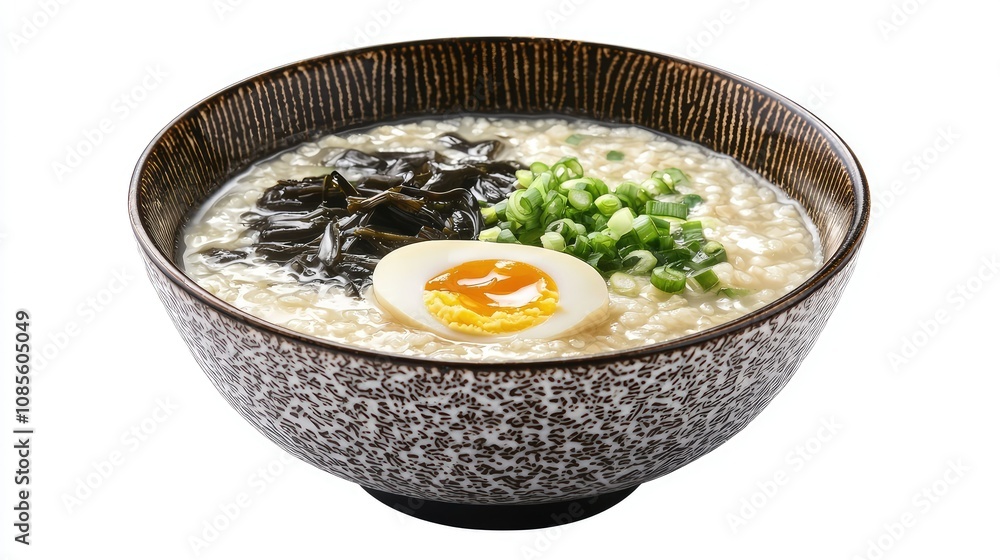 Bowl of Congee with Century Egg and Green Onions Bowl of Congee with Century Egg and Green Onions