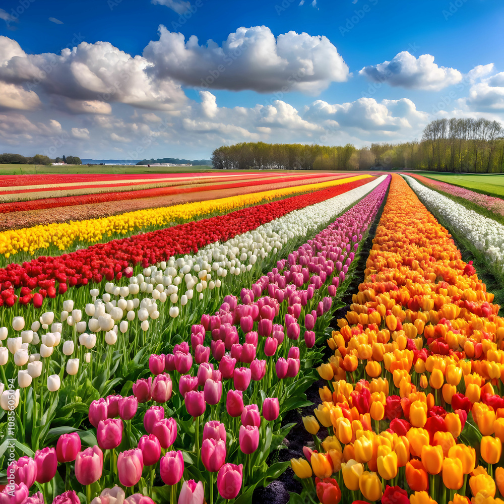 multicolored tulips field in the netherlands multicolored tulips field in the netherlands