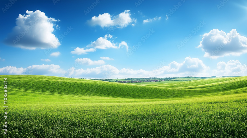 Extreme green grass and sky Extreme green grass and sky