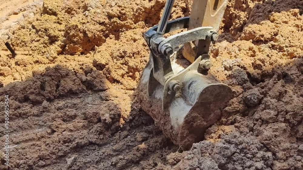 A significant pile of ground is being excavated by a bulldozer