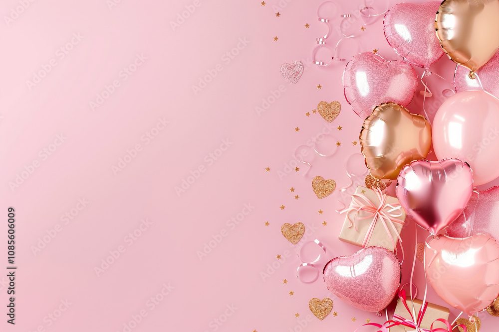 Fototapeta premium Beautiful greeting card with bright holiday composition for happy and joy celebrate valentines day