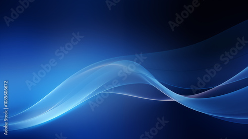 Abstract blue transparent wave black background