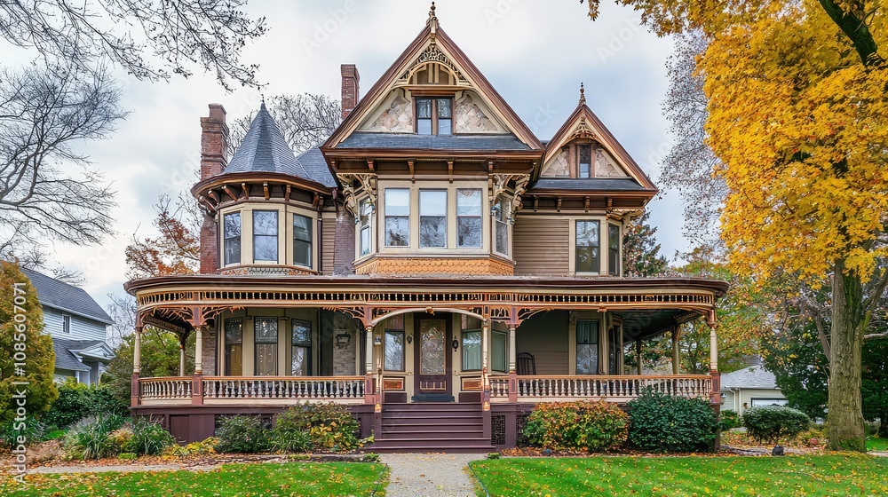 Victorian House with Elaborate Cornices and Windows Victorian House with Elaborate Cornices and Windows