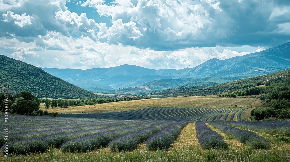 Lavender Fields with Mountains in the Background Lavender Fields with Mountains in the Background