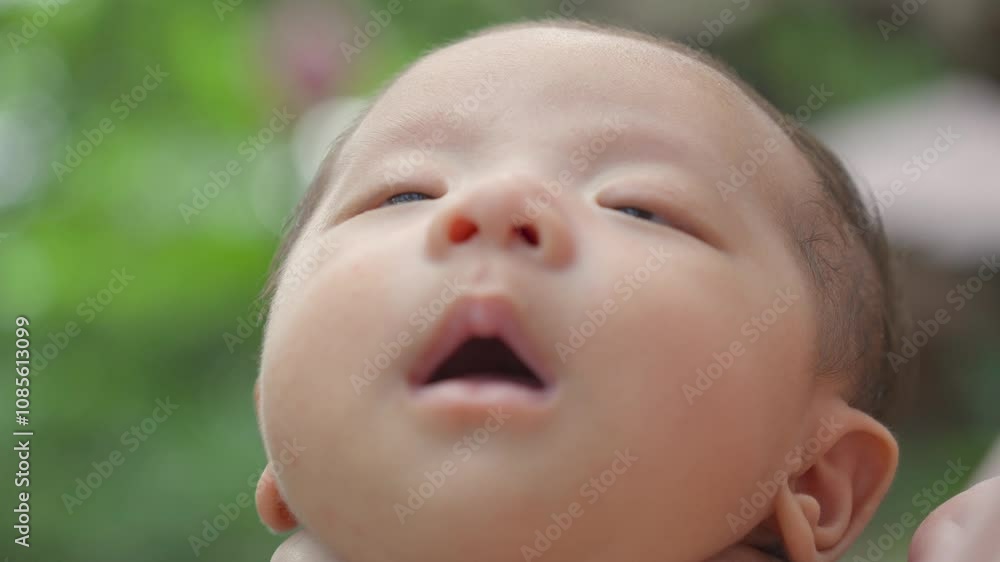 A newborn’s sleepy face rests peacefully amidst nature, tiny features soft and calm, framed by the gentle rustling of leaves and the warmth of sunlight. A newborn’s sleepy face rests peacefully amidst nature, tiny features soft and calm, framed by the gentle rustling of leaves and the warmth of sunlight.