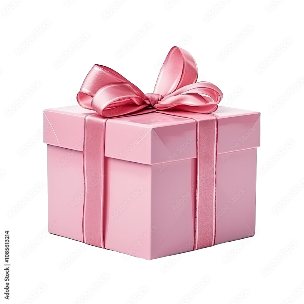 Obraz premium pink gift box on a white background