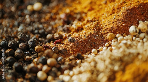 Mixed Malt Grains with Hops and Spices Close Up