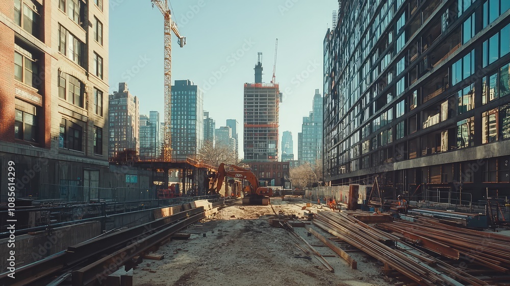 Fototapeta premium Urban Construction Site with High-Rise Buildings