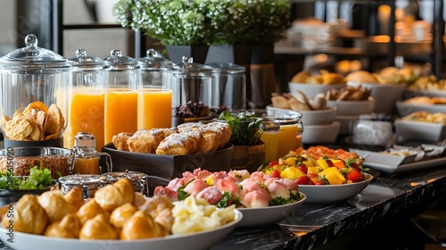 A sumptuous breakfast buffet with a variety of pastries