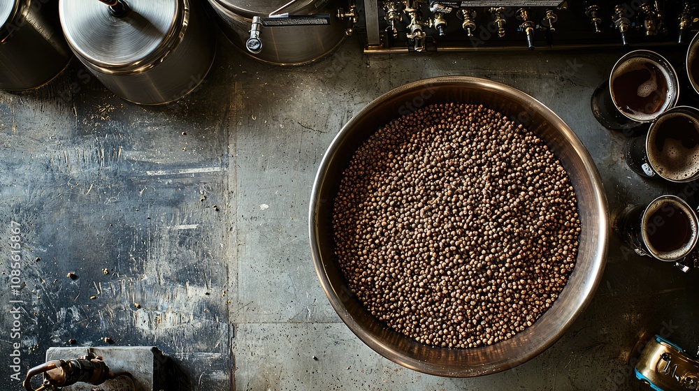Overhead View of Malt Grains in a Bowl Overhead View of Malt Grains in a Bowl