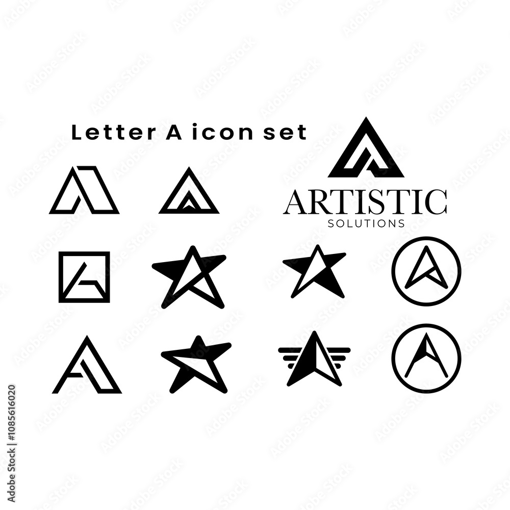 letter A multiple logo icon set letter A multiple logo icon set