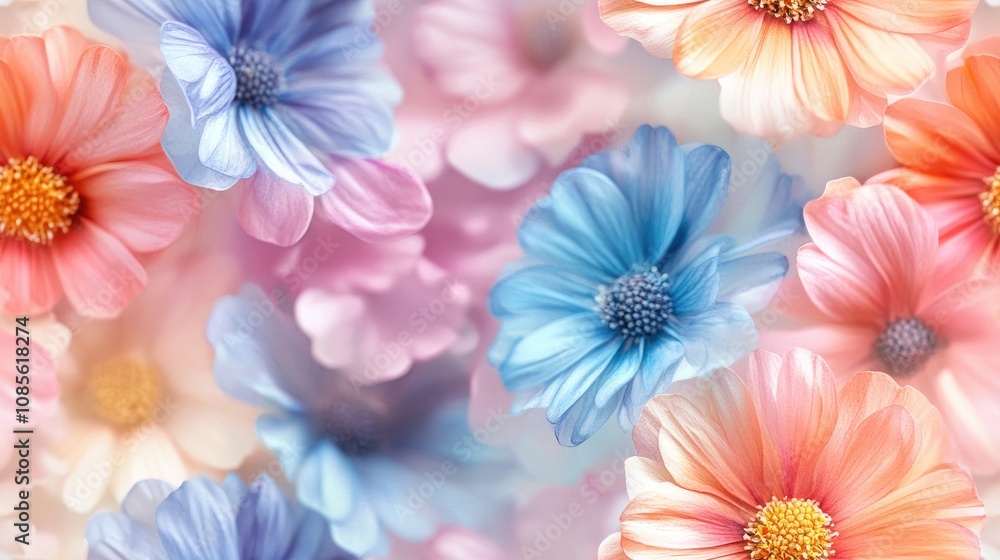 Seamless watercolor pattern featuring sweet flowers in soft pastel colors for beauty product packaging or decorative use Seamless watercolor pattern featuring sweet flowers in soft pastel colors for beauty product packaging or decorative use