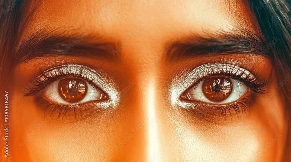 Close-up of Woman's Eyes with Shimmery Silver Eye Makeup Close-up of Woman's Eyes with Shimmery Silver Eye Makeup