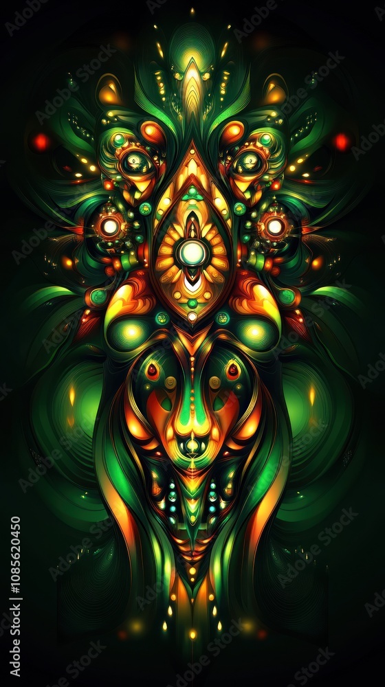 A vibrant, abstract design featuring organic shapes and colors resembling a mystical creature. A vibrant, abstract design featuring organic shapes and colors resembling a mystical creature.