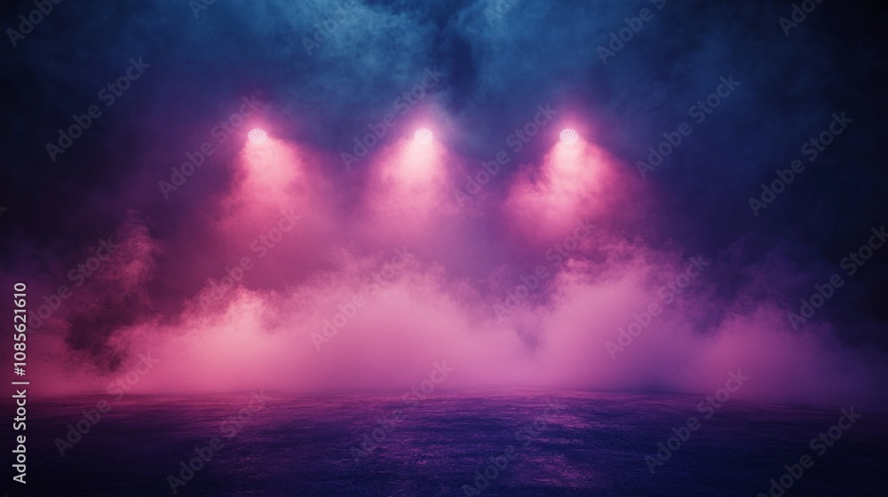 Fototapeta premium A purple and blue background with three lights in the middle