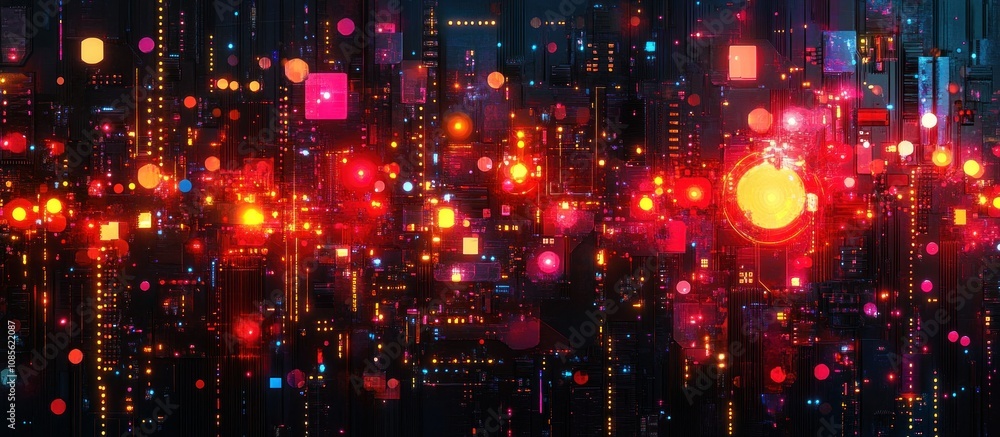 Abstract digital cityscape with vibrant colors. Abstract digital cityscape with vibrant colors.