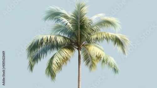 Real tropical palm tree background isolated plant.