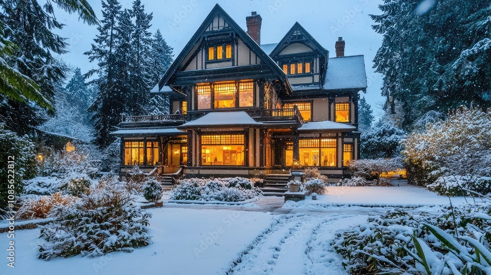 Fototapeta premium Victorian House in Winter Wonder