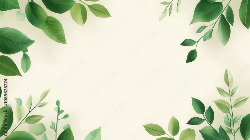 Fototapeta premium Softlylit leaf pattern with blank area for customization, macro botanical, delicate harmony