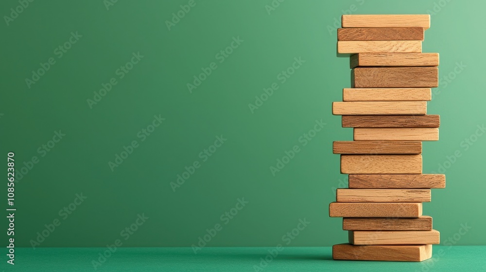 Business SEO Wood Block Concept. A stack of wooden blocks arranged vertically against a green background, showcasing a minimalist and modern design. Business SEO Wood Block Concept. A stack of wooden blocks arranged vertically against a green background, showcasing a minimalist and modern design.