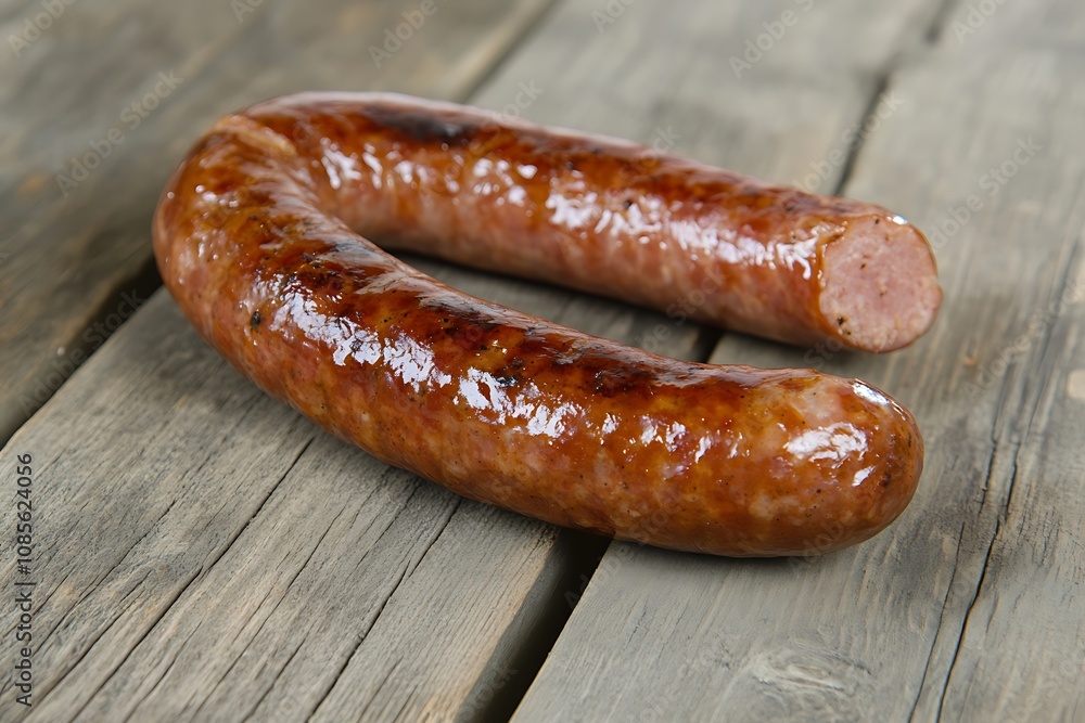 Fresh tasty Grilled german sausage on wooden background Fresh tasty Grilled german sausage on wooden background