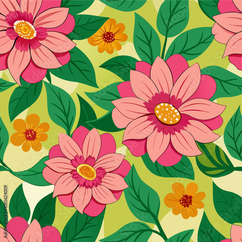 Wallpaper Mural Seamless pattern of flowers Torontodigital.ca