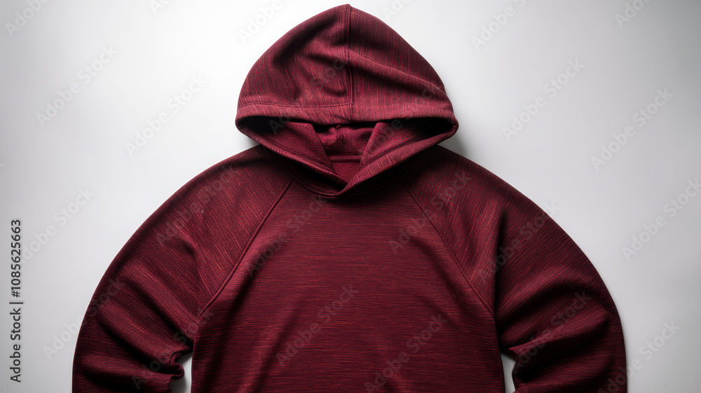 A cozy, maroon hoodie displayed flat against a light background, showcasing its soft texture and relaxed fit, ideal for casual wear. A cozy, maroon hoodie displayed flat against a light background, showcasing its soft texture and relaxed fit, ideal for casual wear.