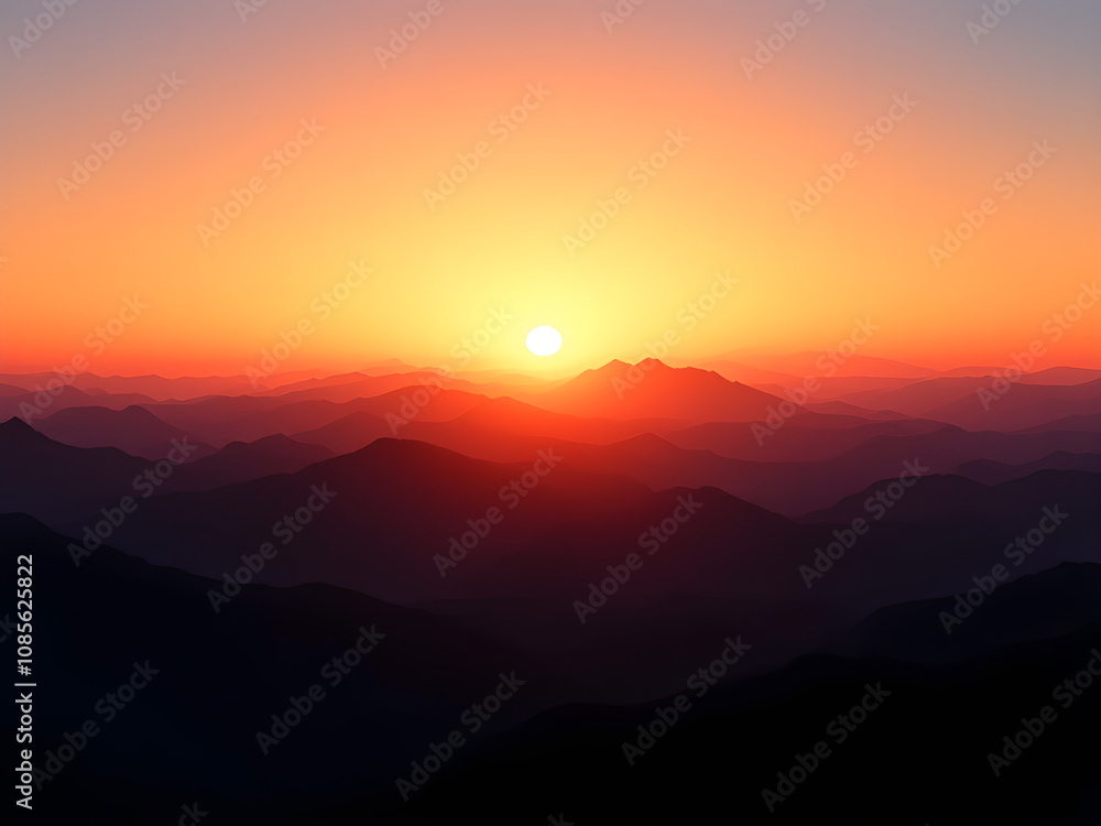 An overexposed shot of a sunrise over a mountain range, creating a stunning silhouette. An overexposed shot of a sunrise over a mountain range, creating a stunning silhouette.
