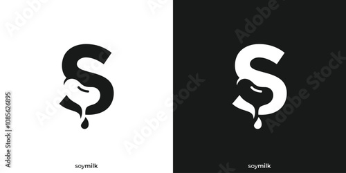Simple Letter S For Soy Milk Logo Design Template.