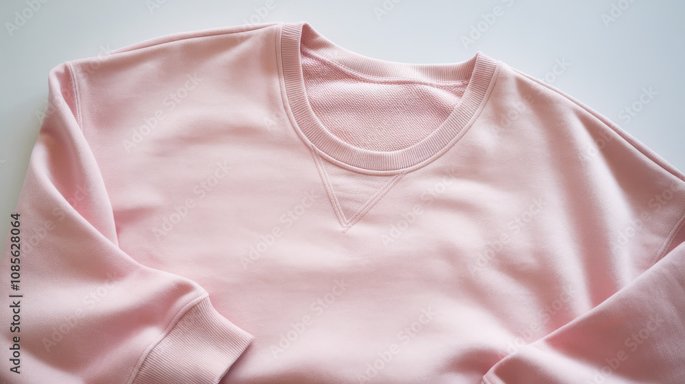 A cozy, light pink sweatshirt featuring a classic crew neck design and soft fabric, perfect for casual wear and layering. A cozy, light pink sweatshirt featuring a classic crew neck design and soft fabric, perfect for casual wear and layering.