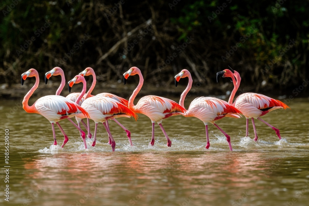 Pink Flamingos - Walvis Bay, Namibia, Africa. Beautiful simple AI generated image Pink Flamingos - Walvis Bay, Namibia, Africa. Beautiful simple AI generated image