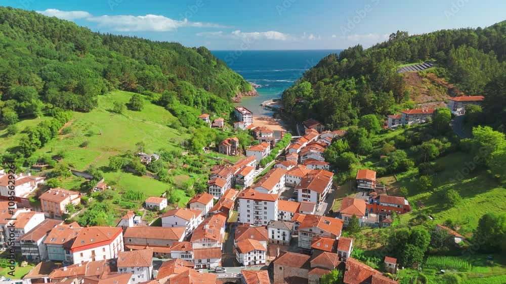 Aerial view of Ea fishing village in Biscay, Basque Country, Spain Aerial view of Ea fishing village in Biscay, Basque Country, Spain