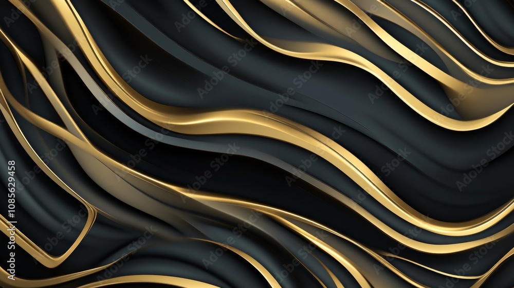 Abstract Gold Lines on Black Background - Minimalist Art Abstract Gold Lines on Black Background - Minimalist Art