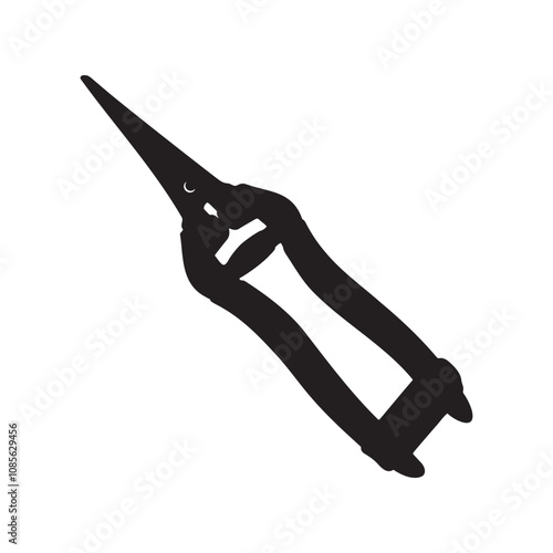 Florist Trimming Plant Scissor Silhouette Vector Illustration