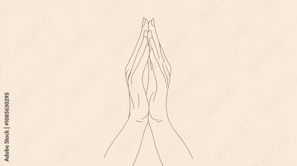 Praying Hands: A Minimalist Illustration of Faith and Tranquility Praying Hands: A Minimalist Illustration of Faith and Tranquility