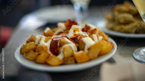 Photography Bravas potatoes plate