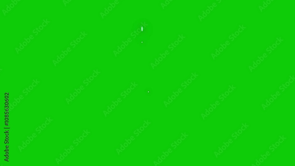 A glowing yellow exclamation mark pulsating dynamically on a green screen, suitable for warning visuals, tech overlays, or alert animations.