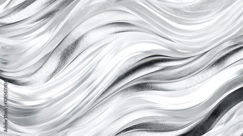 Wavy and swirled white and silver brush strokes pattern from Generative AI