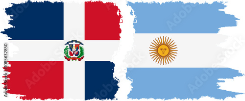 Argentina and Dominican Republic grunge flags connection, vector